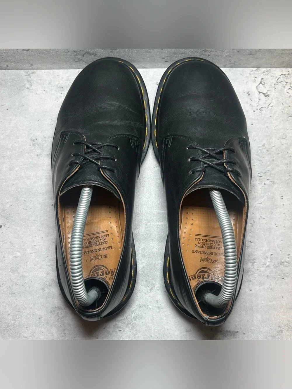 Vtg Doc Dr Martens 1461 Made in England Black Chunky Leather Oxfords Womens 7